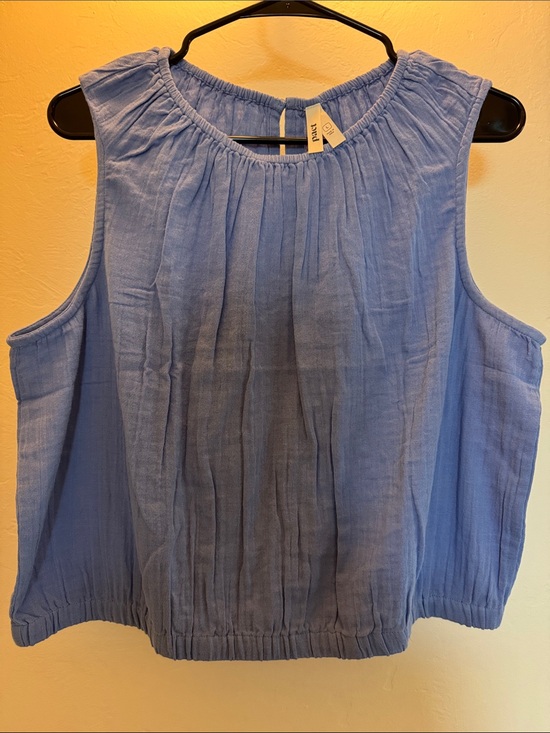 Pact Tops - Blue Sleeveless Linen Top by